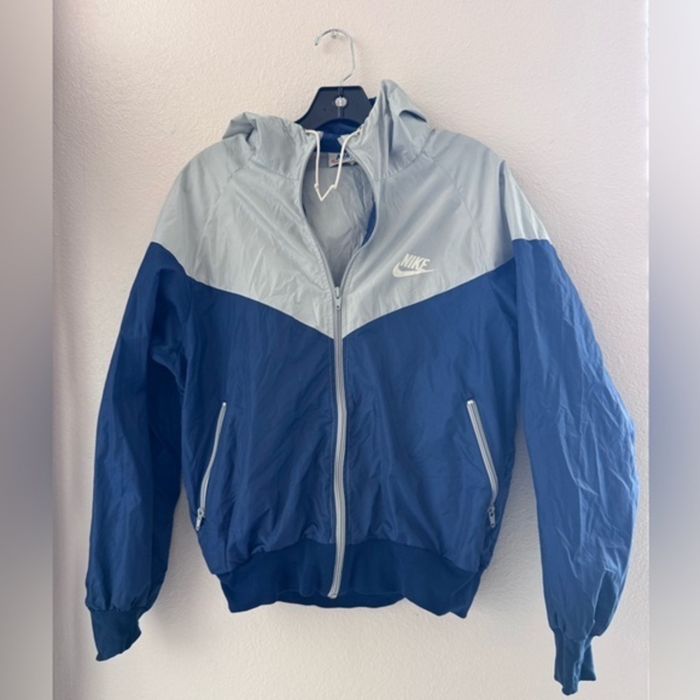 Vintage 70s 80s Nike Sportswear Navy and Light Gray Jacket Size Medium